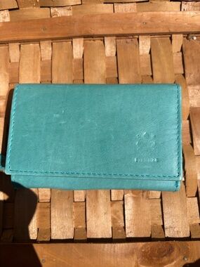 Teal Leather Wallet for Women